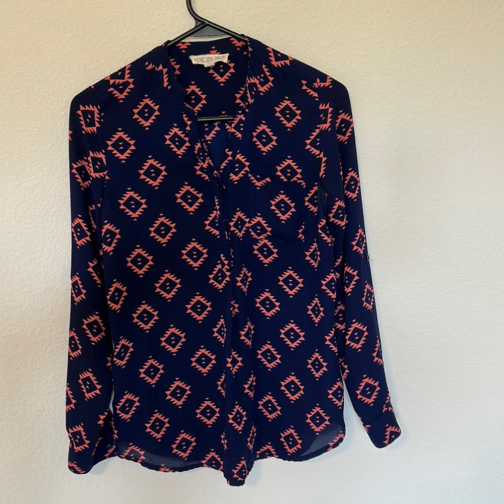 Women’s Pink Rose XS Long Sleeve Blouse